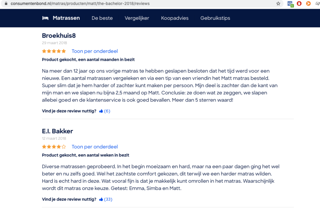 Recensie Matt Sleeps matras